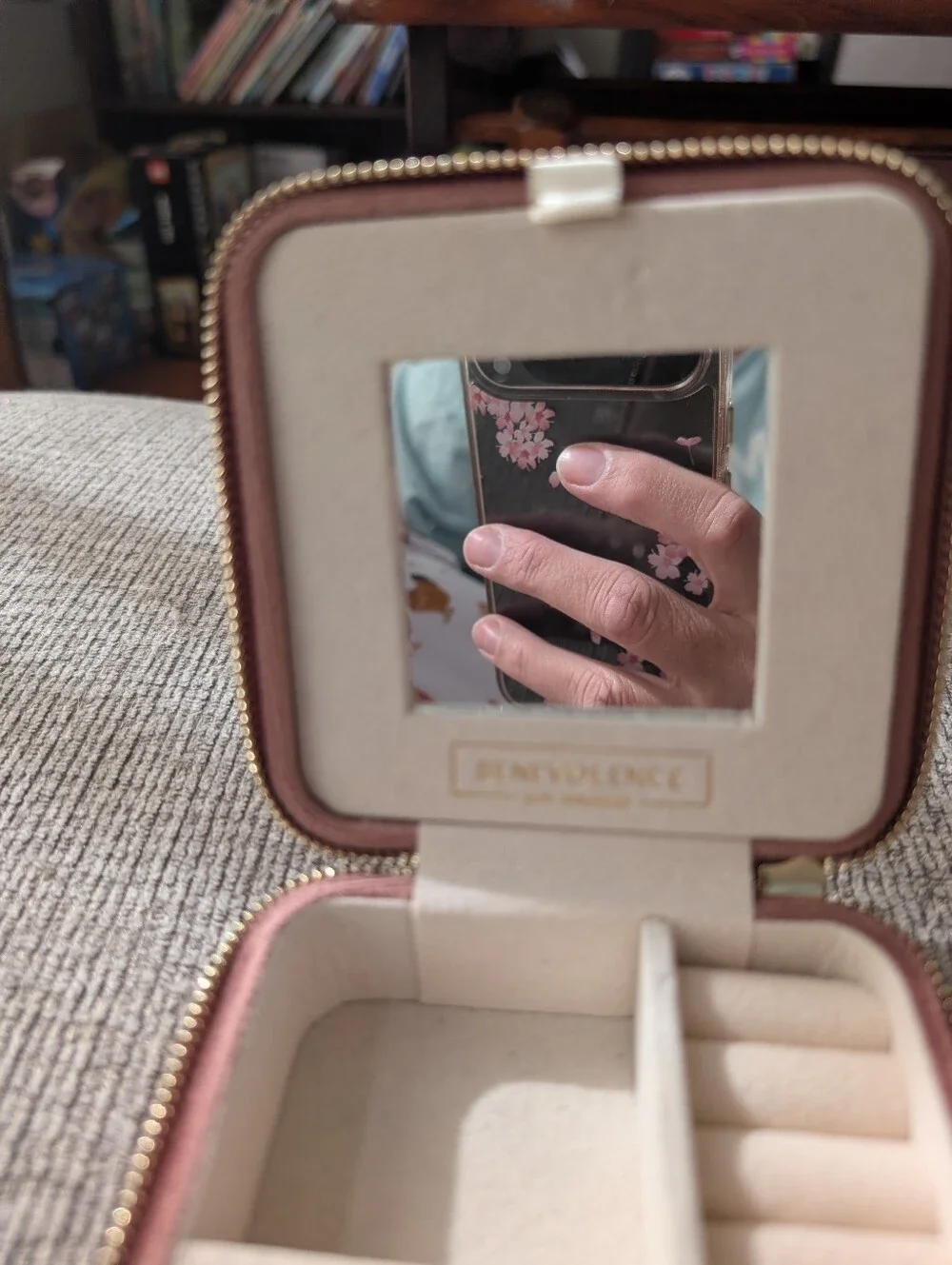 Benevolence Los Angeles Travel Jewelry Zip Case Dusty Rose Mauve Suede